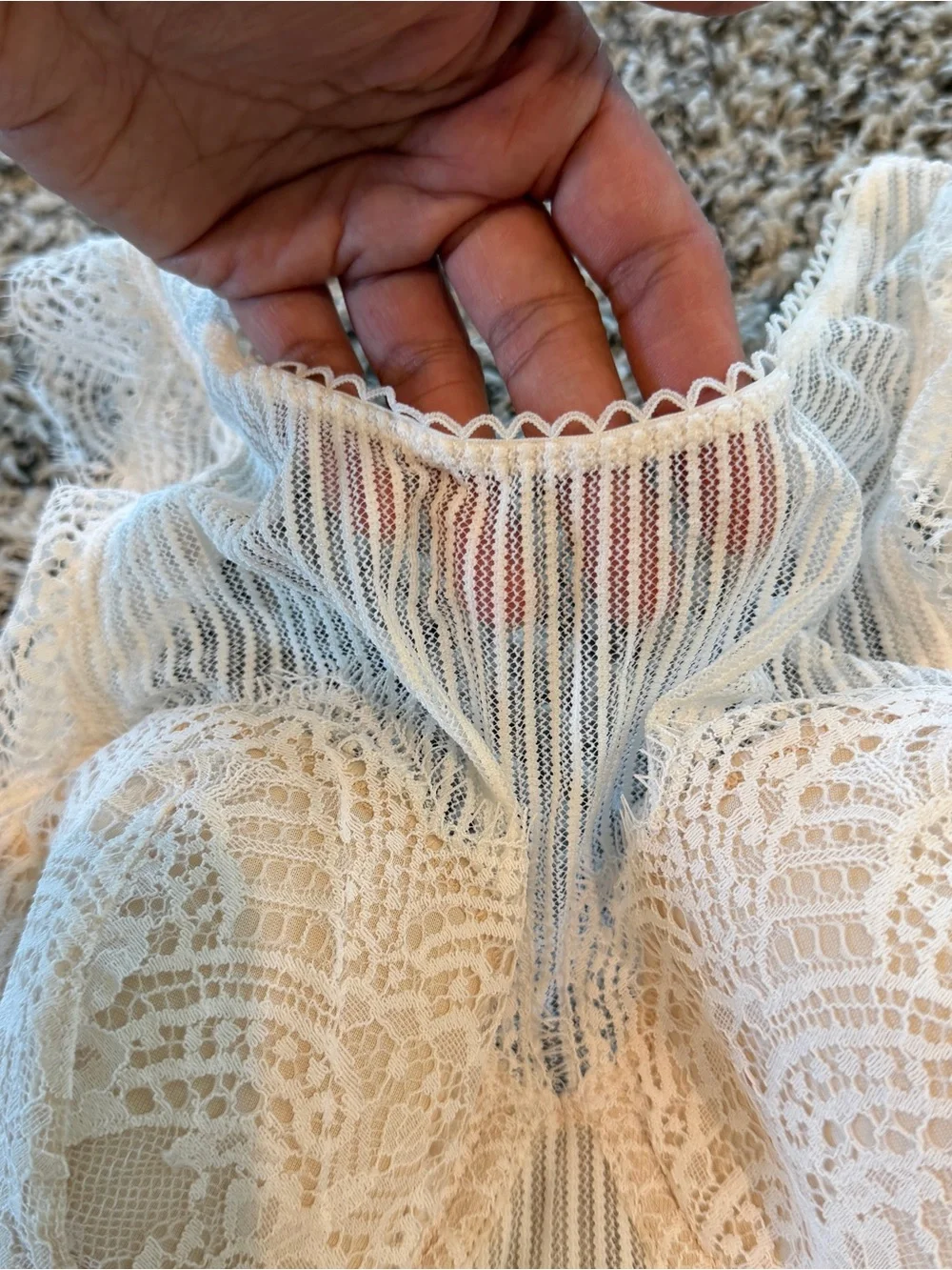NWOT Victoria’s Secret Dream Angels Floral Lace Striped Mesh White Bra Top 32D - Picture 7 of 13